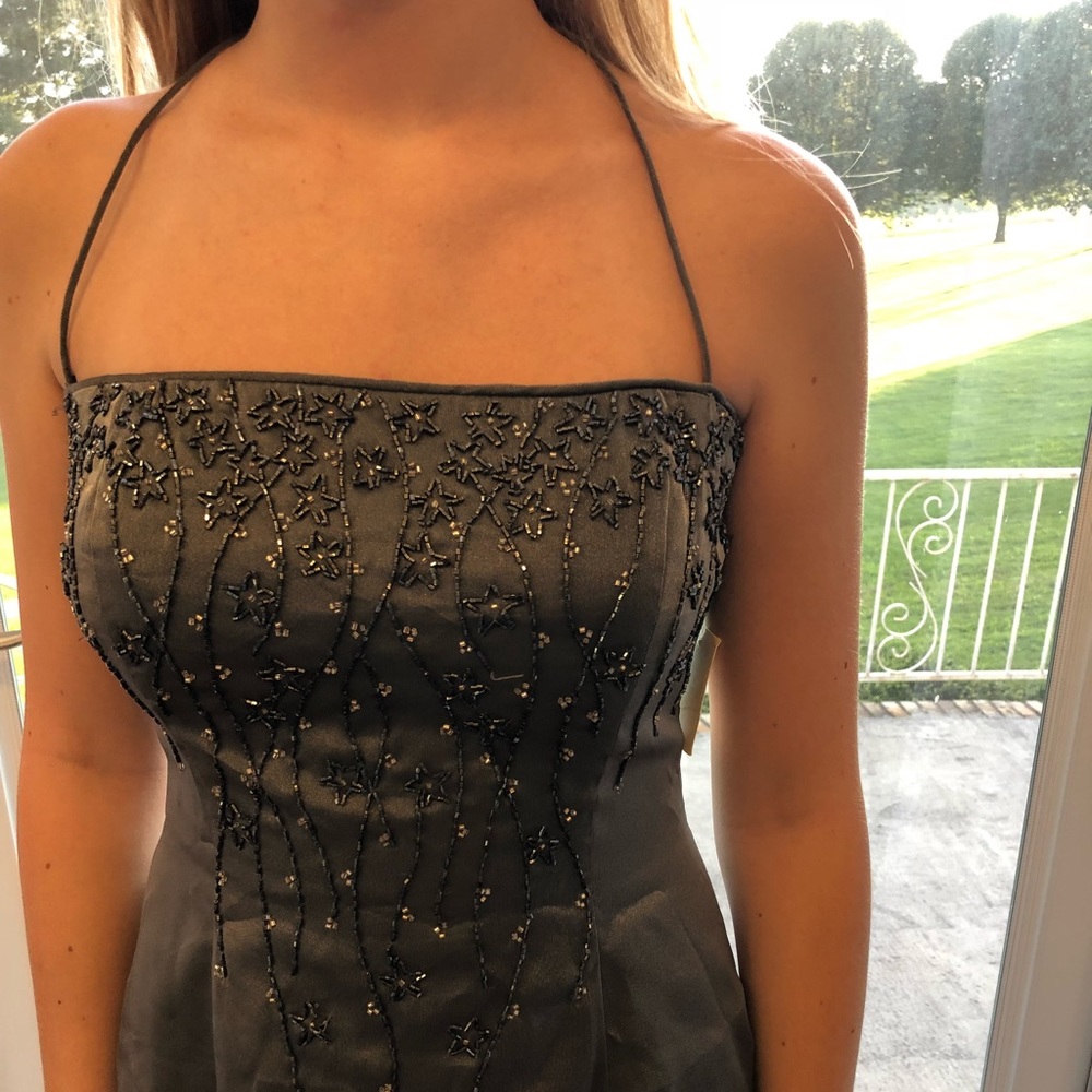 Grey Sequin Embellished Formal Dress
